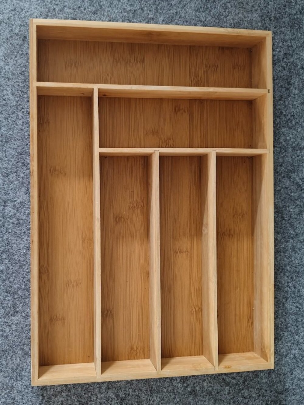 6 Compartment Wooden Utensil Cutlery Organizer Preowned Silverware Drawer Tray